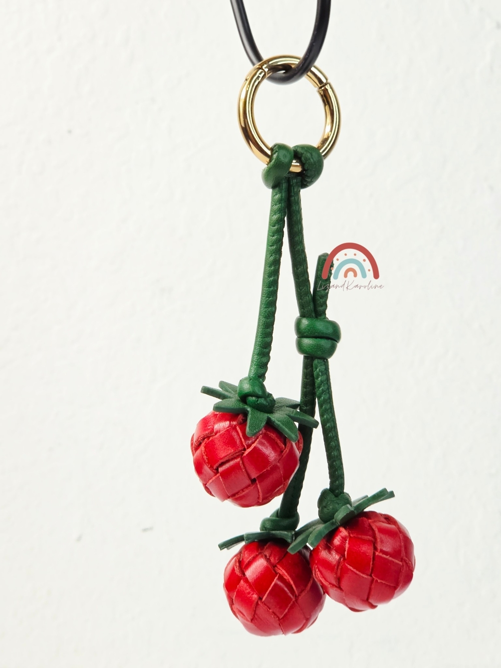 New! Madewell Woven Tomato Bag Charm in Leather Scarlett - Picture 5 of 9